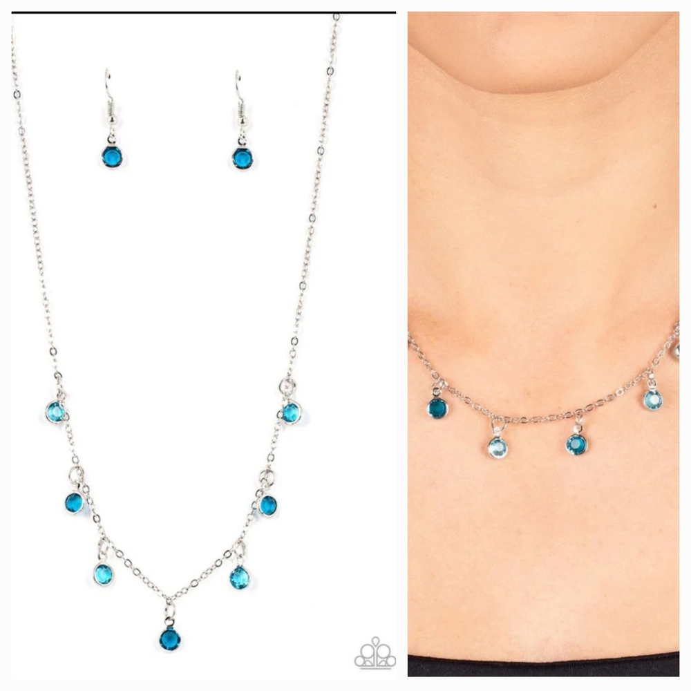 CAREFREE CHARMER BLUE NECKLACE/EARRING SET